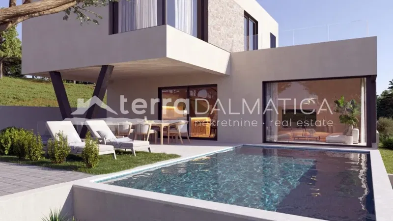 Luxury semi-detached villa with pool and panoramic sea view, Vodice – 3