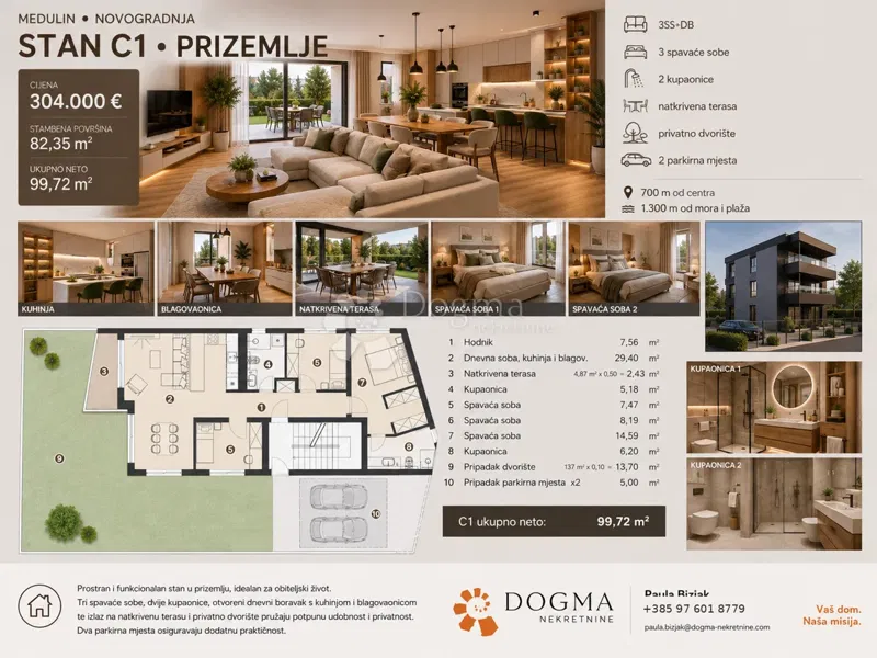 MEDULIN - NEW BUILDING, 2BR+DB, PRIVATE GARDEN 138.79 m², 2 PARKING – 3