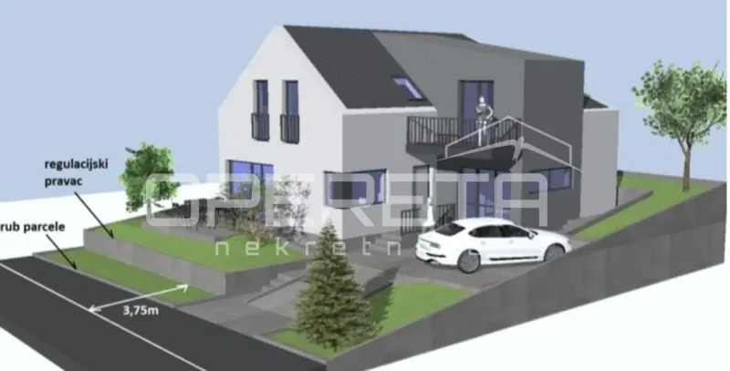 ZEMLJIŠTE, PRODAJA, ZAGREB, Projekt s građevinskom dozvolom za gradnju samostojeće katne kuće brutto površine 158 m i garaže