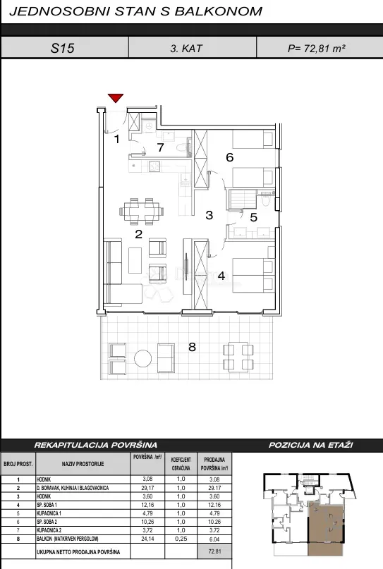 Mieszkanie Živogošće, Podgora, 47,36m2