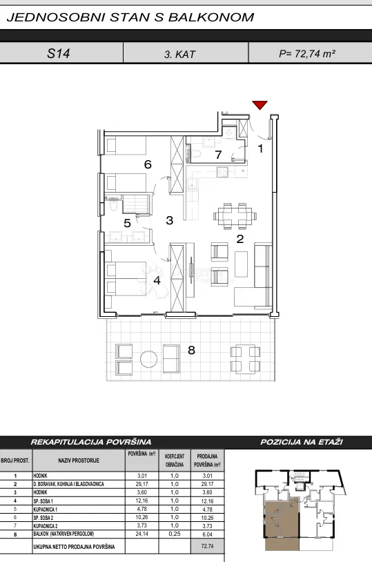 Mieszkanie Živogošće, Podgora, 47,36m2