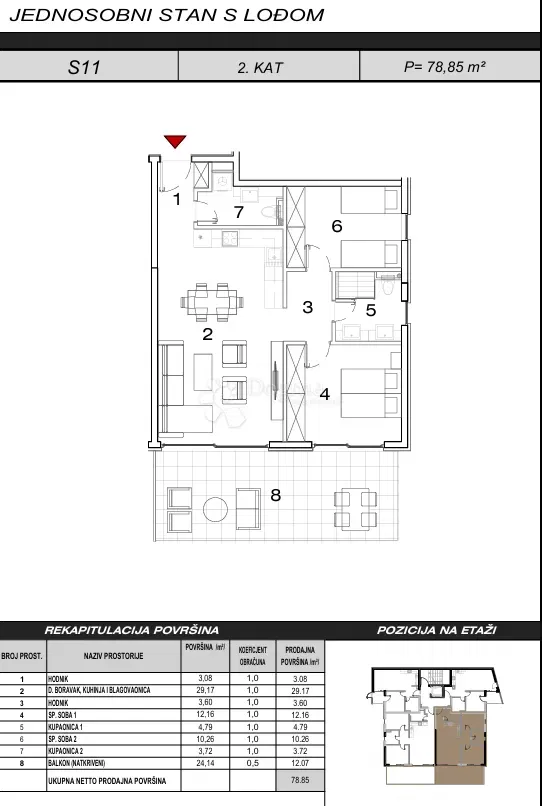 Mieszkanie Živogošće, Podgora, 47,36m2