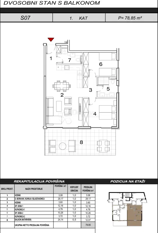 Mieszkanie Živogošće, Podgora, 47,36m2