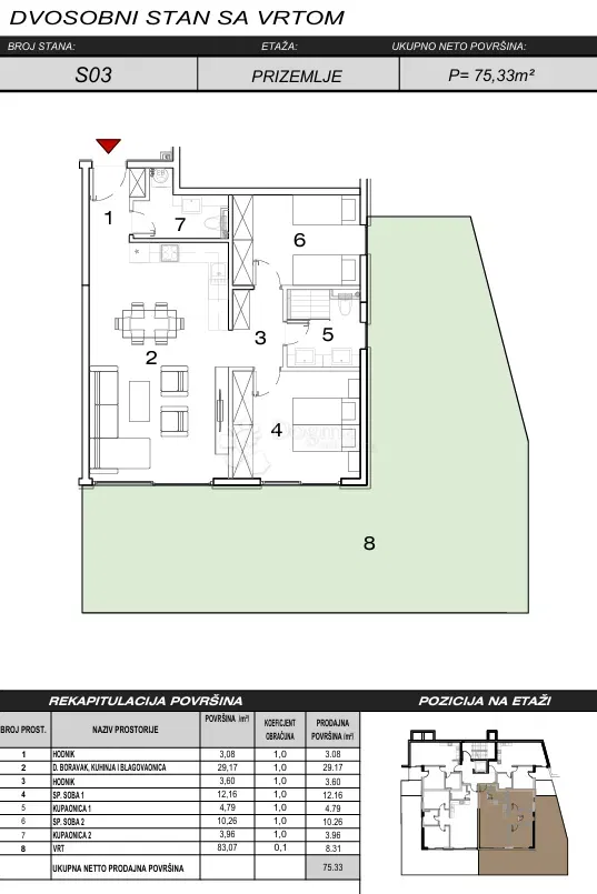 Mieszkanie Živogošće, Podgora, 47,36m2