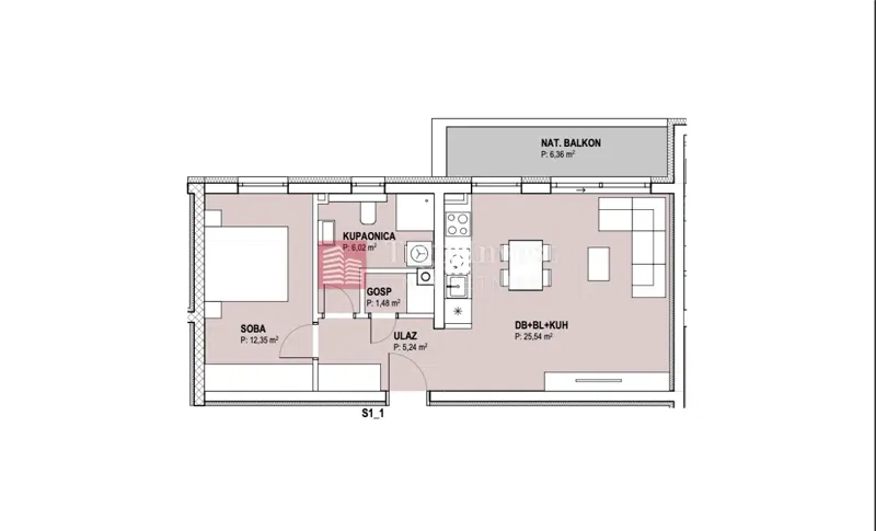 F. MARIČEVIĆA dvosoban stan, 54 m2, 1. kat, LIFT, NOVOGRADNJA