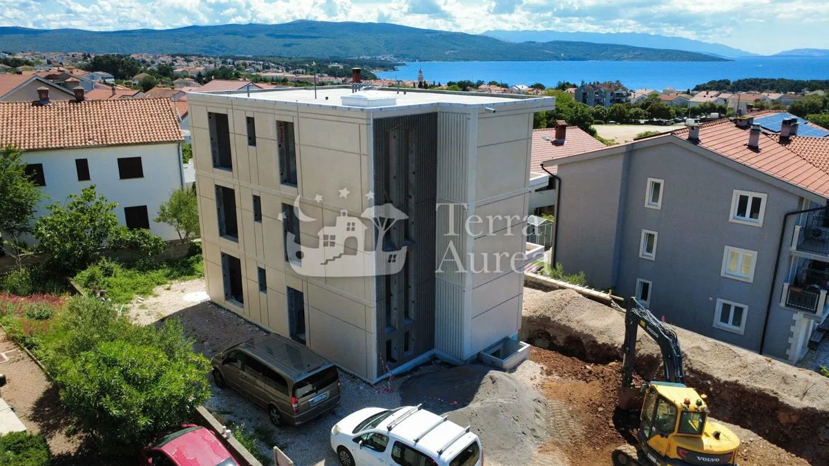 Moderan dvosobni apartman s pogledom na more, grad Krk