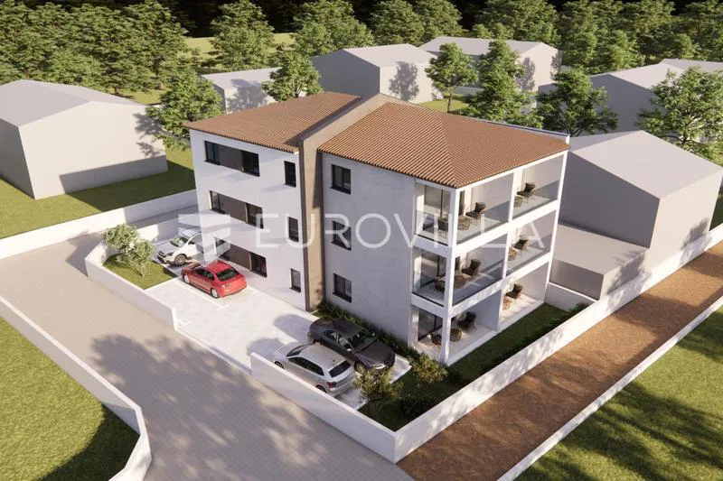 Istra, Fažana, Stan s 2 spavaće sobe i terasom, pogled more, 2. kat, 59.74 m², Novogradnja 2027.