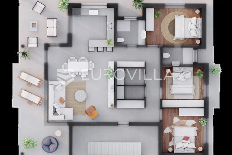 Vir, penthouse 100 m od mora, novogradnja s 3 spavaće sobe