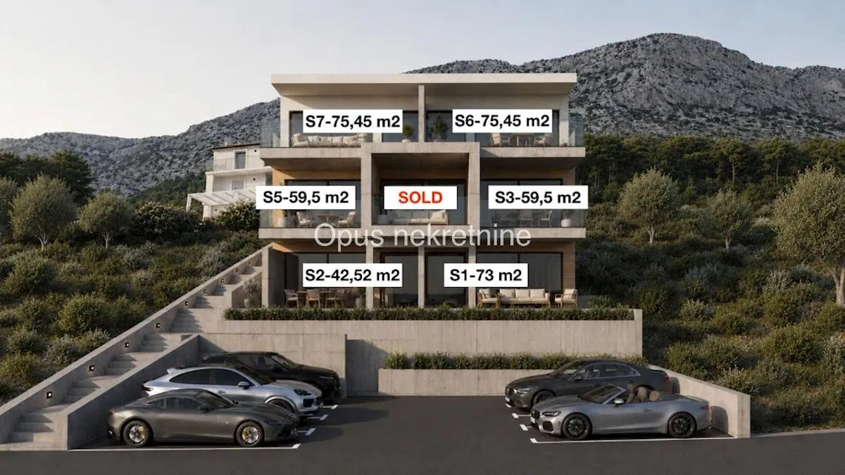 HVAR, IVAN DOLAC – dvosoban apartman S5 – 59,5 m2 s pogledom na more 1. KAT