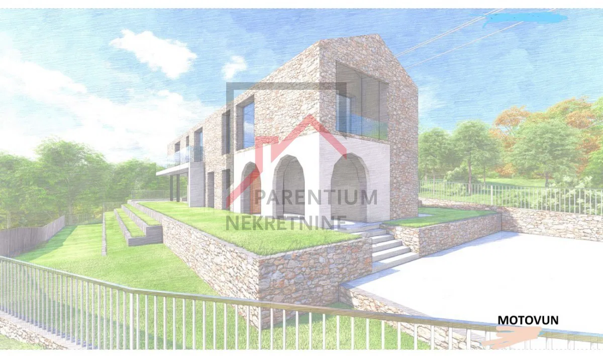Terreno edificabile con permesso di costruire con vista su Motovun