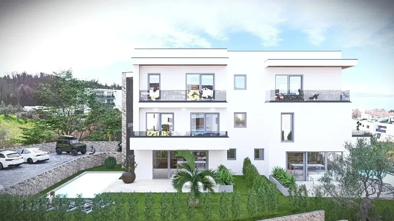 Malinska, moderan dvoetažni apartman s pogledom na more!