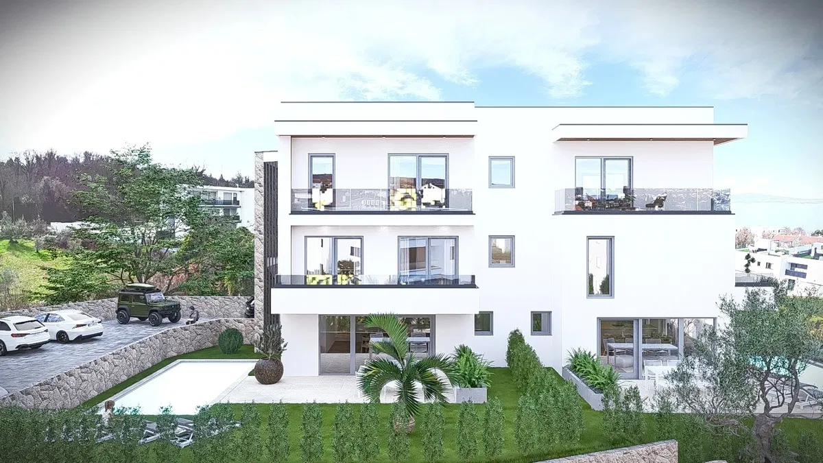 Malinska, moderan dvoetažni apartman s pogledom na more!