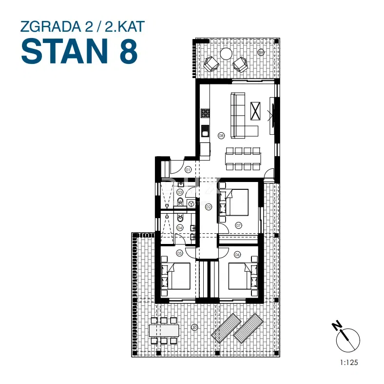 Murter, Jezera, penthouse, 109,41 m2, tengerre néző – 3