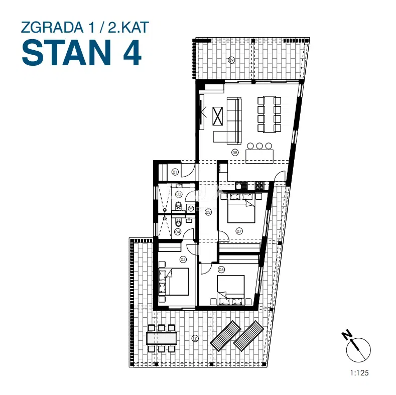 Murter, Jezera, penthouse, 121.53 m2 – 2