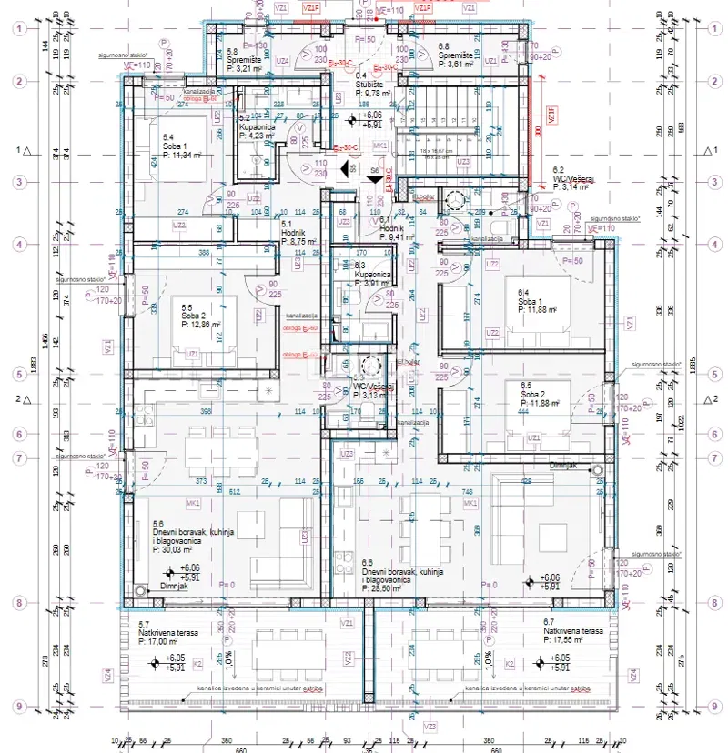 Dalmacja, Tribunj, apartament z trzema sypialniami, 84,80 m2, widok na morze – 2