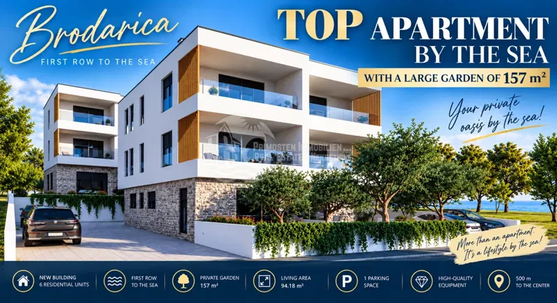 Top apartman uz more sa privatnim vrtom od 157 m²/Brodarica