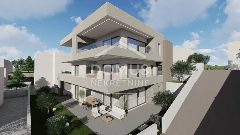 Tisno, novogradnja u drugom redu do mora, apartman s dvije spavaće sobe, 119 m²