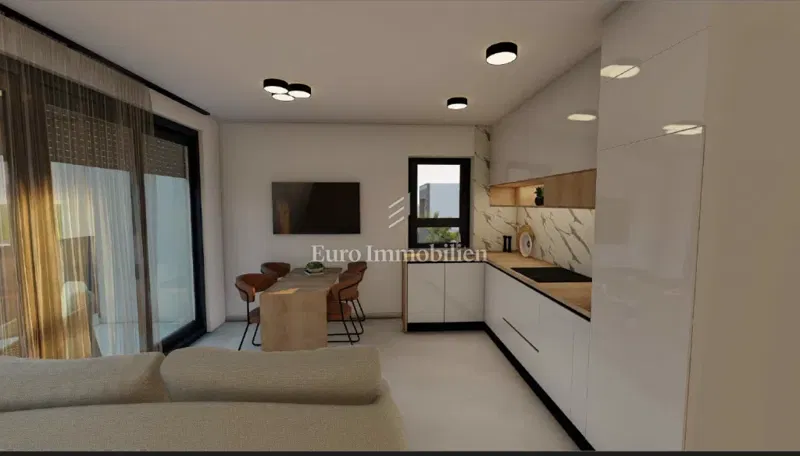 Apartman na Viru blizu plaže s pogledom na Velebit