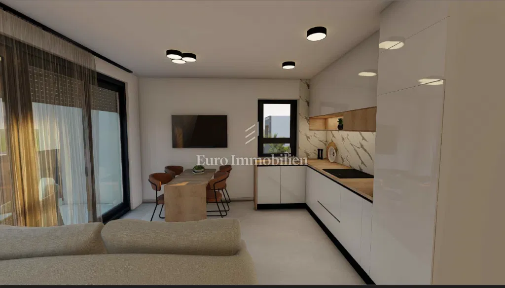 Apartman na Viru blizu plaže s pogledom na Velebit