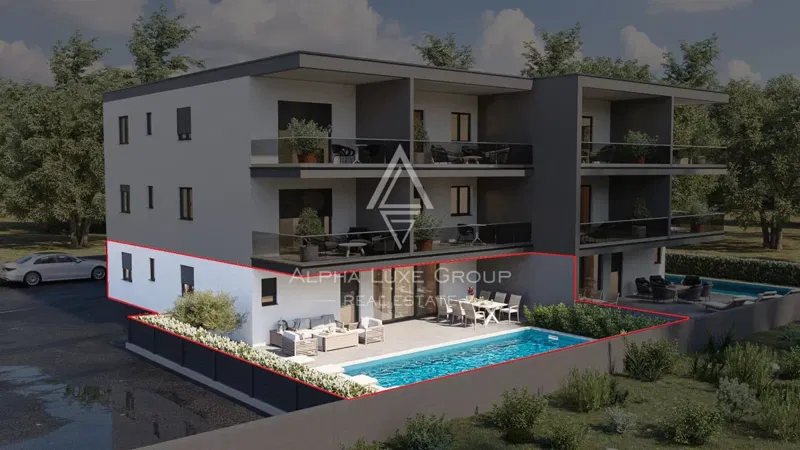 Istra, Novigrad : Stan s 3 spavaće sobe i bazenom