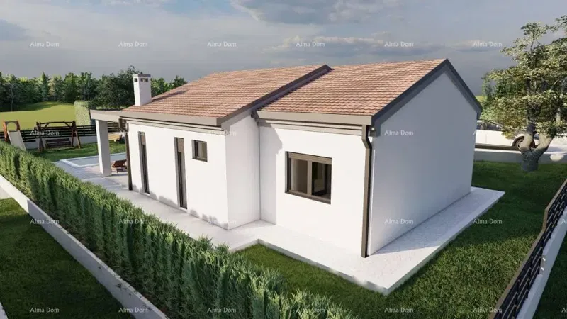 Zu verkaufen: Ein einstöckiges Haus mit Pool im Bau.