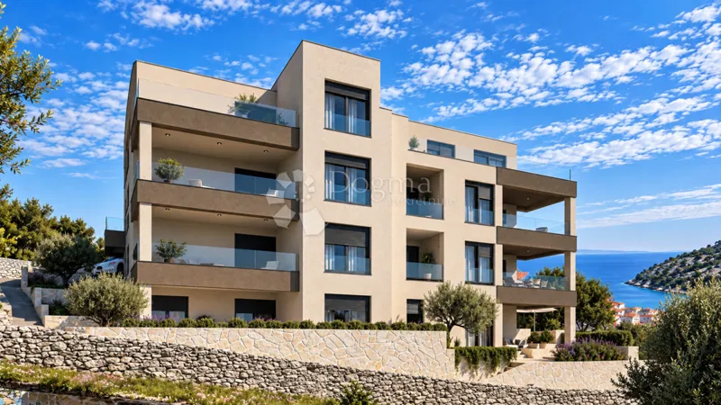 Ražanj – novogradnja, penthouse B-S6 s velikom lođom i panoramskim pogledom na more, 250 m od mora