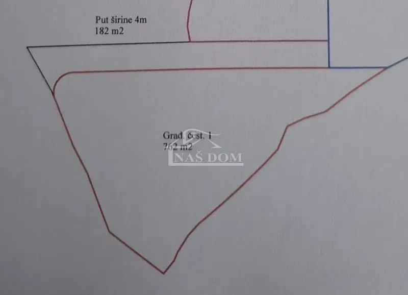 Vodice - Građevinsko zemljište 762m2, pogled na more