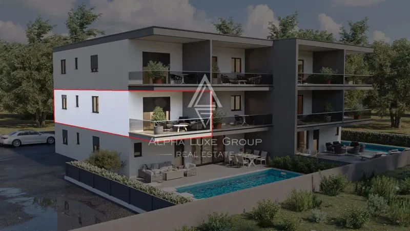 Isztria, Novigrad: Első emeleti apartman tengerre néző kilátással