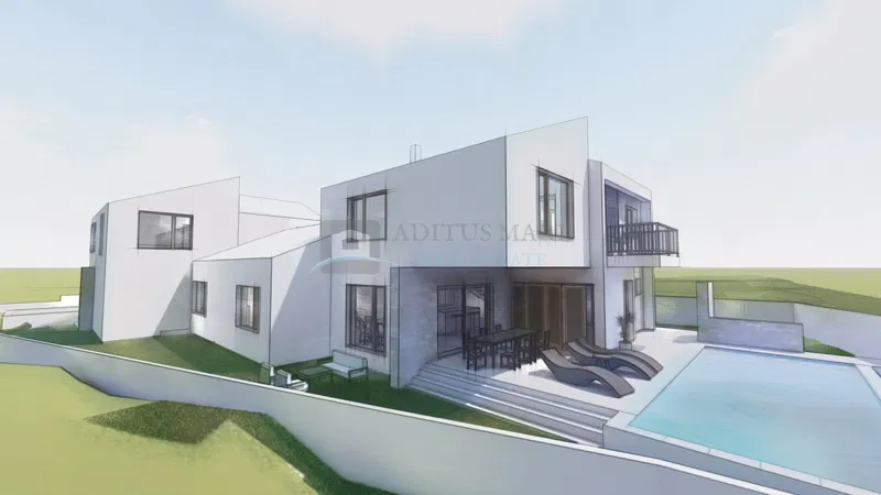 Ekskluzivno građevinsko zemljište u Tribunj / Sovlju – 50 m od mora s projektom dvojnog objekta – 2