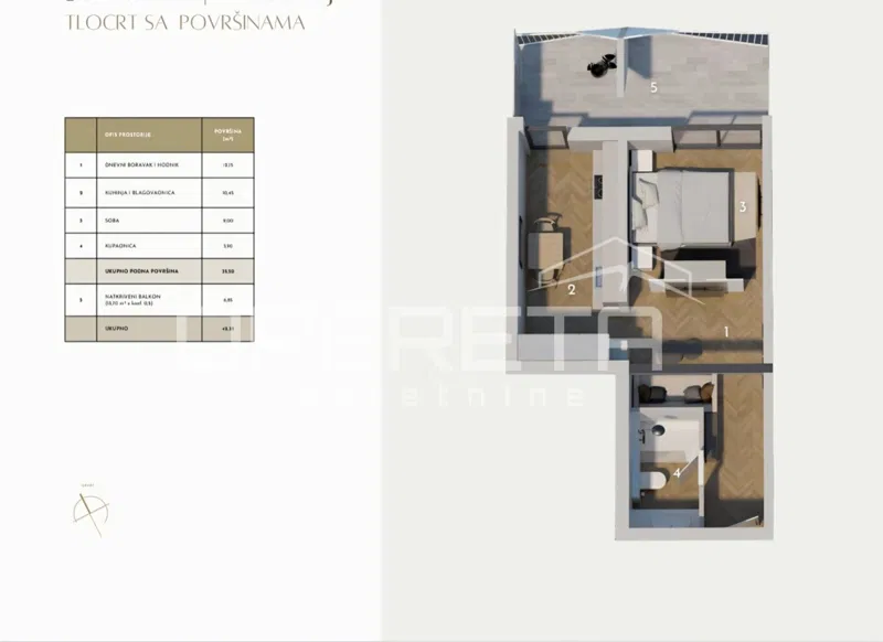 Split – Moderno appartamento monolocale in nuova costruzione con ampio balcone e posto auto, mutuo – 3