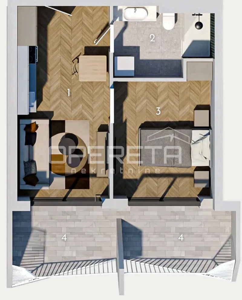 SPLIT – NOVOGRADNJA | 45,35 m² | 1 SPALNICA | VELIKA LOĐA | PARKIRANJE – 2