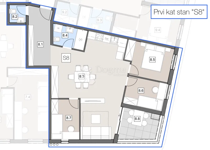 NOWY BUDYNEK PAZIN - 3BR+DB - S8 (I PIĘTRO) – 3