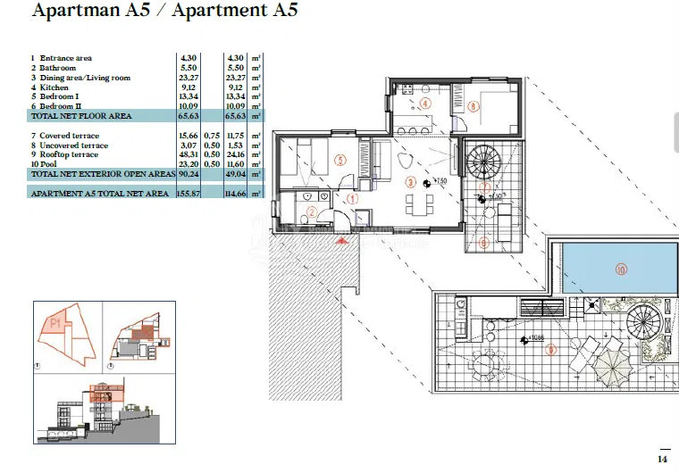 Primošten – Apartman s privatnim bazenom i krovnom terasom – 2