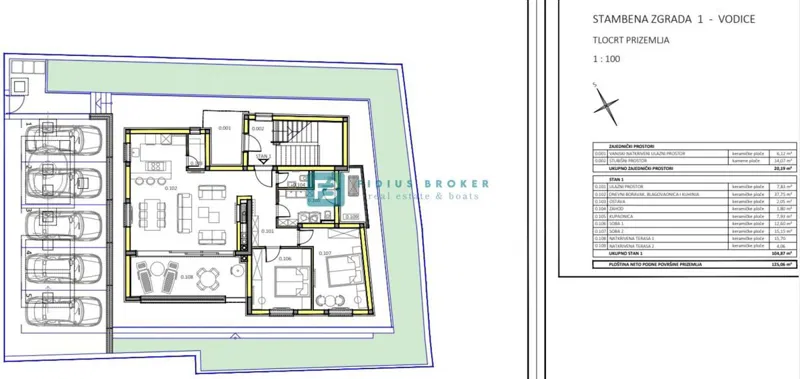 VODICE, novo, luksuzni stan, prizemlje, 2. red do mora, 30 m do plaže, vrt 65 m² – 2