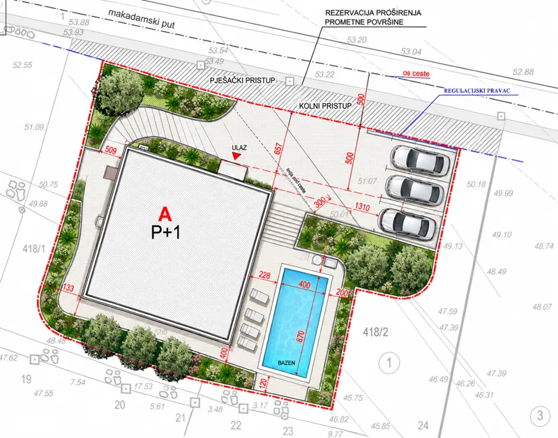 GREBAŠTICA – GRAĐEVINSKO ZEMLJIŠTE 560 m² S PRAVOMOĆNOM GRAĐEVINSKOM DOZVOLOM ZA MODERNU VILU S BAZENOM!! – 2