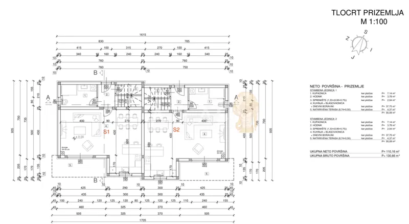 Crikvenica – građevinsko zemljište s projektom moderne kuće, 493 m² – 2