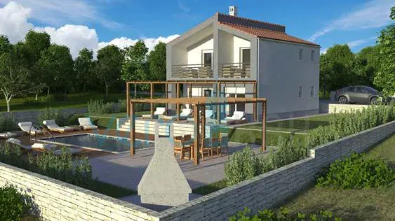 Vrbnik, isola di Krk, dinamica casa indipendente con piscina e ampio giardino, vista, vendita – 3
