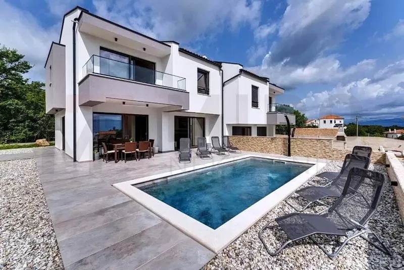 Vrbnik, surroundings, new semi-detached house with pool and open sea view – 2