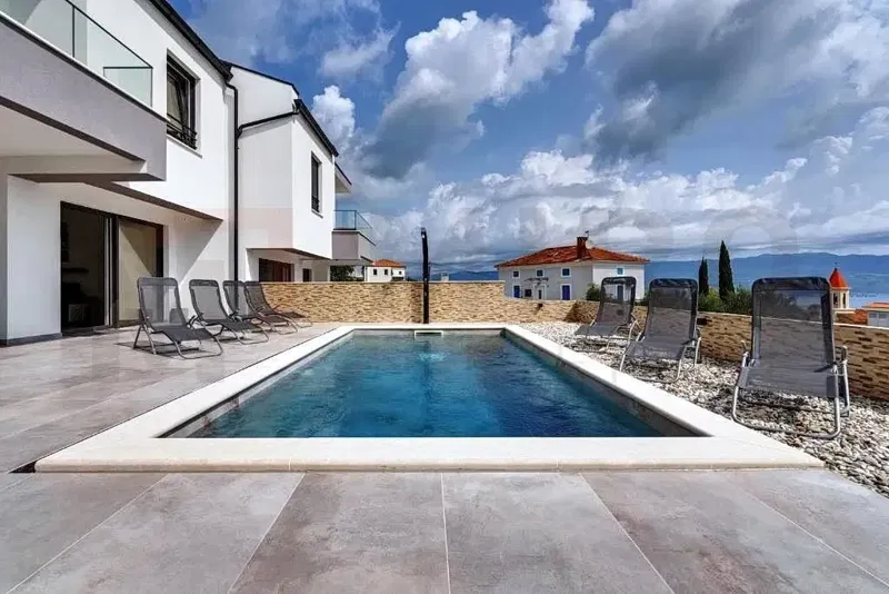 Vrbnik, surroundings, new semi-detached house with pool and open sea view – 3
