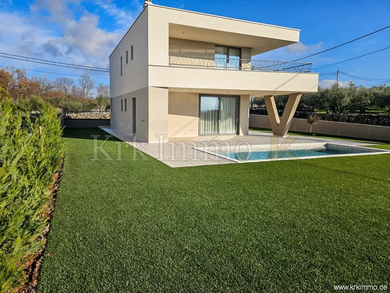 Neubau Krk: Luxusvilla mit Pool und Meerblick – 2