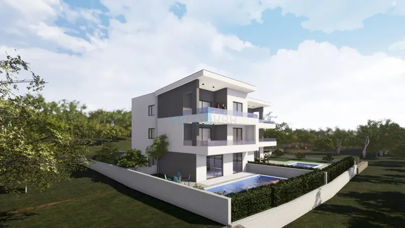 Malinska, nuova costruzione, attico con vista mare e appartamento con una camera da letto con giardino, in vendita – 2