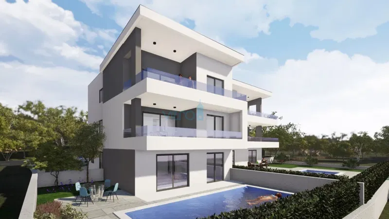 Malinska, nuova costruzione, attico con vista mare e appartamento con una camera da letto con giardino, in vendita – 3